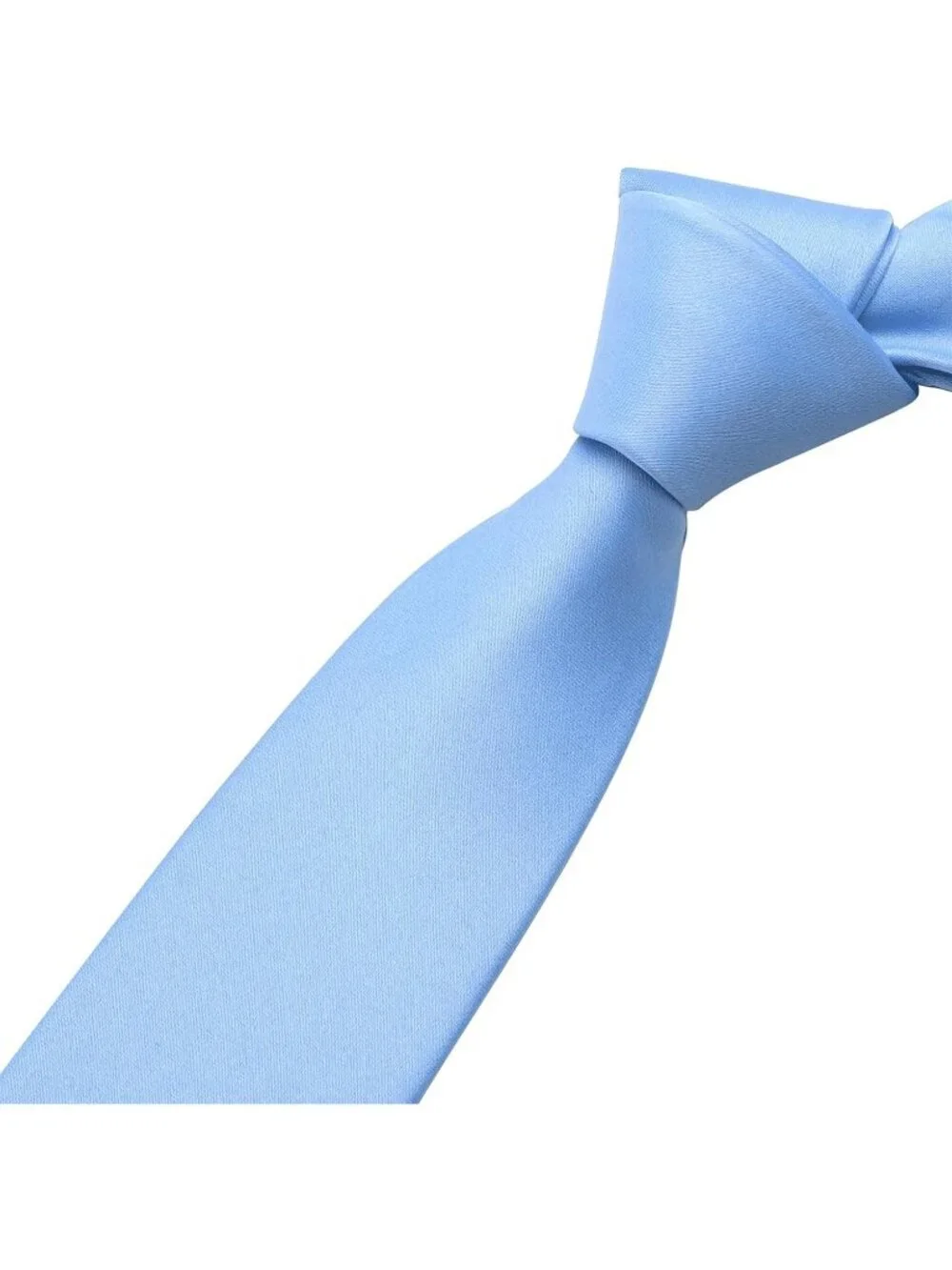 Men's Light Blue Solid Microfiber Plain Formal Silk Necktie For Business Dress